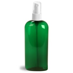 4 oz Green PET Cosmo Oval Bottles w/ White Fine Mist Sprayers