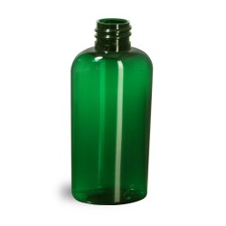 2 oz Green PET Cosmo Oval Bottles (Bulk), Caps NOT Included