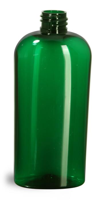 4 oz Green PET Cosmo Oval Bottles (Bulk), Caps NOT Included