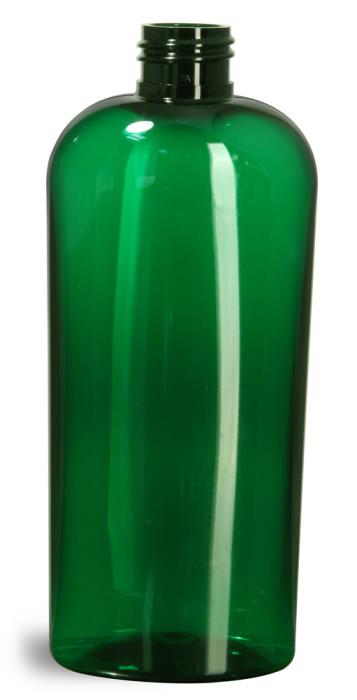 8 oz Green PET Cosmo Oval Bottles (Bulk), Caps NOT Included