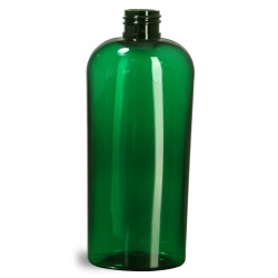 8 oz Green PET Cosmo Oval Bottles (Bulk), Caps NOT Included