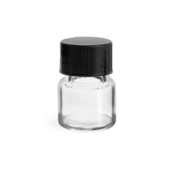 1/3 dram Clear Glass Vials w/ Black Phenolic PV Lined Caps