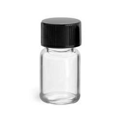 5/8 dram Clear Glass Vials w/ Black Phenolic PV Lined Caps