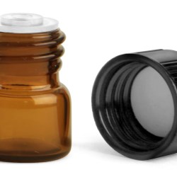 1/3 dram Amber Glass Vials w/ Black Phenolic PV Lined Caps & Orifice Reducers