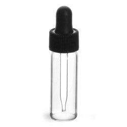 1 dram Clear Glass Vials w/ Straight Black Bulb Glass Droppers