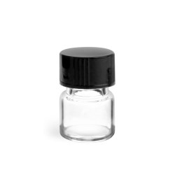 1/3 dram Clear Glass Vials w/ Black Phenolic Cone Lined Caps