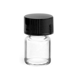 1/2 dram Clear Glass Vials w/ Black Phenolic Cone Lined Caps