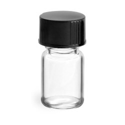 5/8 dram Clear Glass Vials w/ Black Phenolic Cone Lined Caps