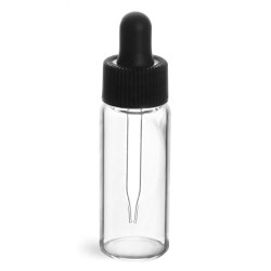 2 dram Clear Glass Vials w/ Black Bulb Glass Droppers