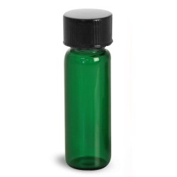 1 dram Green Glass Vials w/ Black Phenolic PV Lined Caps & Orifice Reducers