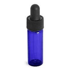 1 dram Blue Glass Vial w/ Black Bulb Dropper