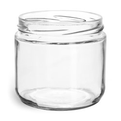 12 oz Clear Glass Jars, (Bulk) Caps NOT Included