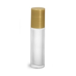 .35 oz Gold Frosted Glass Roll On Containers w/ Ball and Gold Caps