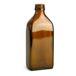 250 ml Amber Glass Oblong Flasks (Bulk), Caps NOT Included