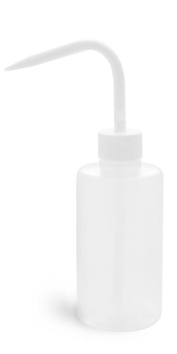 C. 8 oz Natural LDPE Wash Bottles w/ White Caps