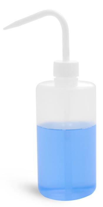 D. 16 oz Natural LDPE Wash Bottles w/ White Caps