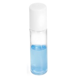 13 ml Clear PET Mini Roll-On Container w/ Fitment, Ball and White Cap