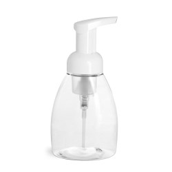 250 ml Clear PET Bottles w/ White Foamer Pumps