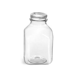 8 oz Plastic Bottles, Clear PET Square Beverage Bottles