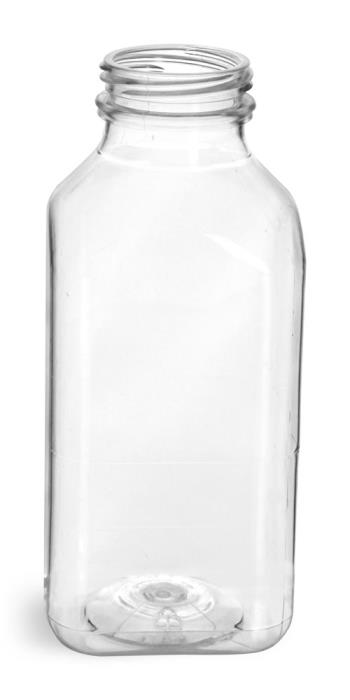 12 oz Plastic Bottles, Clear PET Square Beverage Bottles