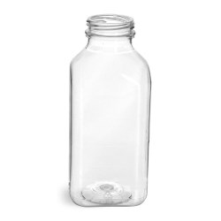 12 oz Plastic Bottles, Clear PET Square Beverage Bottles