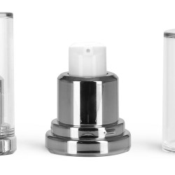 33.4 mm Plastic Pumps, Silver Airless Pumps w/ Clear Caps