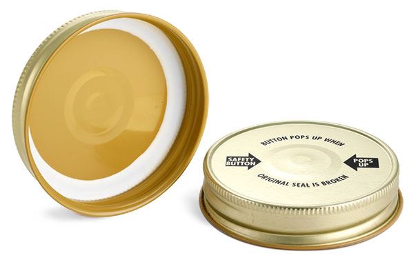 70G Gold Metal Printed Plastisol Lined Caps w/ Button