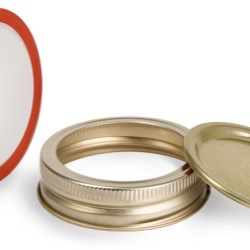 70 mm, Band Metal Caps, Gold Plastisol Lined Canning Bands