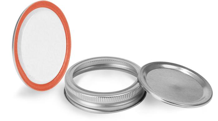 70 mm, Lid and Band Metal Caps, Silver Plastisol Lined Canning Lids and Bands