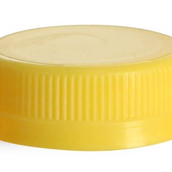 38 mm Yellow Plastic Caps, Yellow Ribbed Polypropylene Tamper Evident Caps