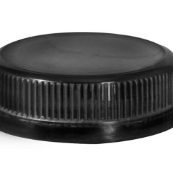 38 mm Black Plastic Caps, Black Ribbed Polypropylene Tamper Evident Caps