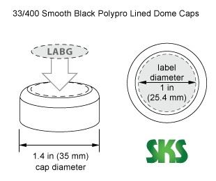 33/400* Black Polypro Smooth Lined Dome Caps