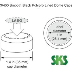 33/400* Black Polypro Smooth Lined Dome Caps