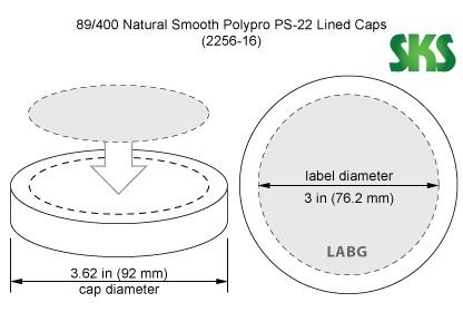 89/400 Natural Polypro Smooth Closures w/ PS-22 Plain Liners