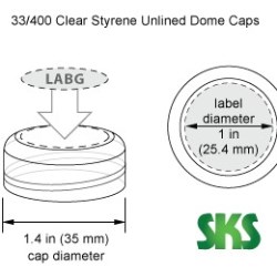 33/400 Clear Styrene Dome Caps