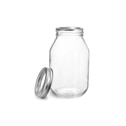 32 oz Glass Jars, Clear Glass Mayo/Economy Jars w/ Silver Two Piece Canning Lids