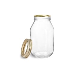 32 oz Glass Jars, Clear Glass Mayo/Economy Jars w/ Gold Two Piece Canning Lids