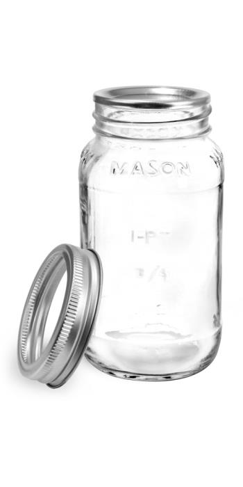 25 oz Glass Jars, Clear Glass Mason Jars w/ Silver Two Piece Canning Lids