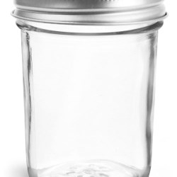 8 oz Glass Jars, Clear Glass Jelly Jars w/ Silver Two Piece Canning Lids