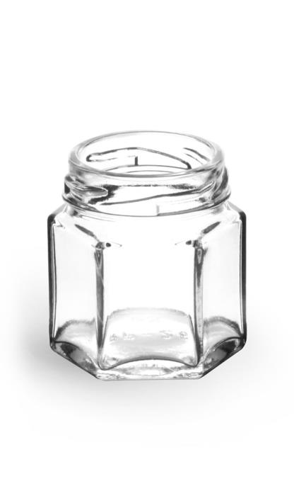 1 1/2 oz Clear Glass Hexagon Jars (Bulk), Caps NOT Included