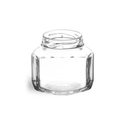 3 3/4 oz Clear Glass Oval Hexagon Jars (Bulk), Caps NOT Included