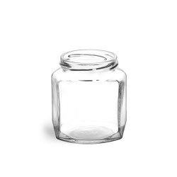 9 oz Clear Glass Oval Hexagon Jars (Bulk), Caps NOT Included