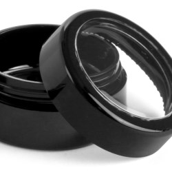 1/4 oz Black Pan Jar with Black Cap and Clear Window