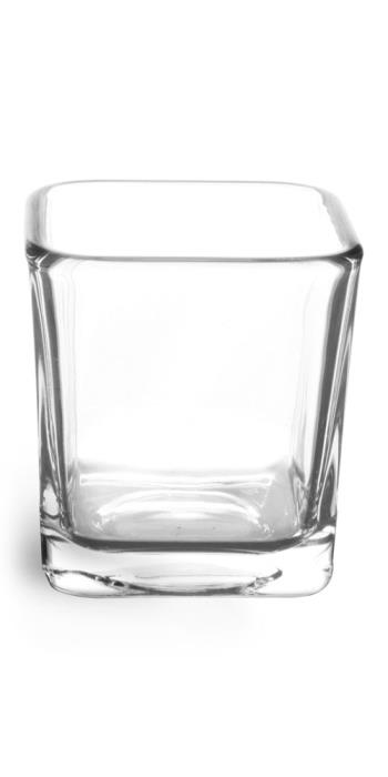 7.5 oz Clear Glass Square Candle Jars