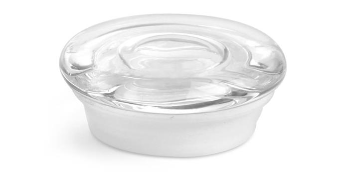 Small Clear Glass Flat Pressed Jar Lids w/ Fitments