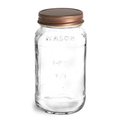 25 oz Glass Jars, Clear Glass Mason Jars w/ Rustic Bronze Unlined Metal Closures