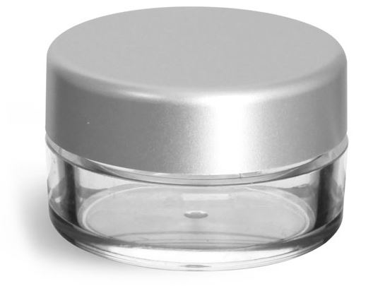 10 ml Clear Styrene Powder Jars w/ Sifters and Matte Silver Caps