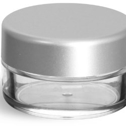 10 ml Clear Styrene Powder Jars w/ Sifters and Matte Silver Caps