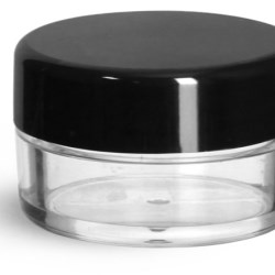 10 ml Clear Styrene Jars w/ Black Smooth Plastic Caps