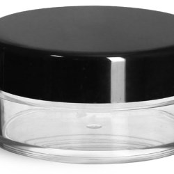 20 ml Clear Styrene Jars w/ Black Smooth Plastic Caps